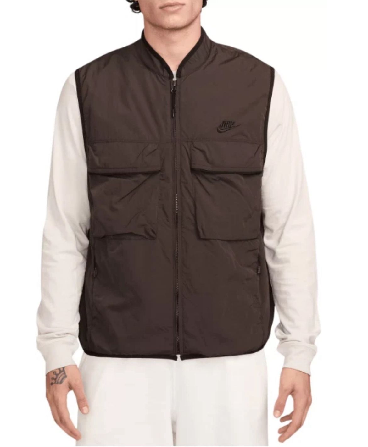 Nike Vest Mens Medium Brown Baroque Tech Woven Utility Lightweight Nylon UPF New