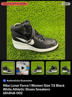 Nike Lunar Force 1 women size 7.5 Black and White athletic shoes sneakers like new