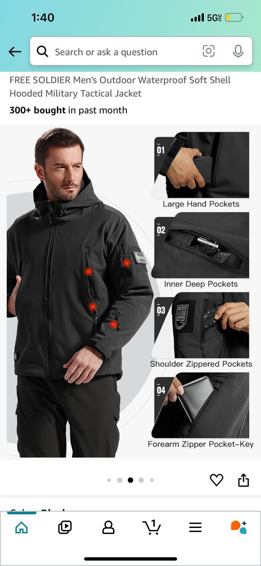 Free Soldier Mens Outdoor Waterproof Tactical Jacket