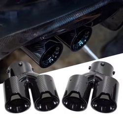 DEX Car Exhaust Tip for BMW M Power M240 M340 M440.All black carbon Exhaust Muffer Nozzle Tail tips