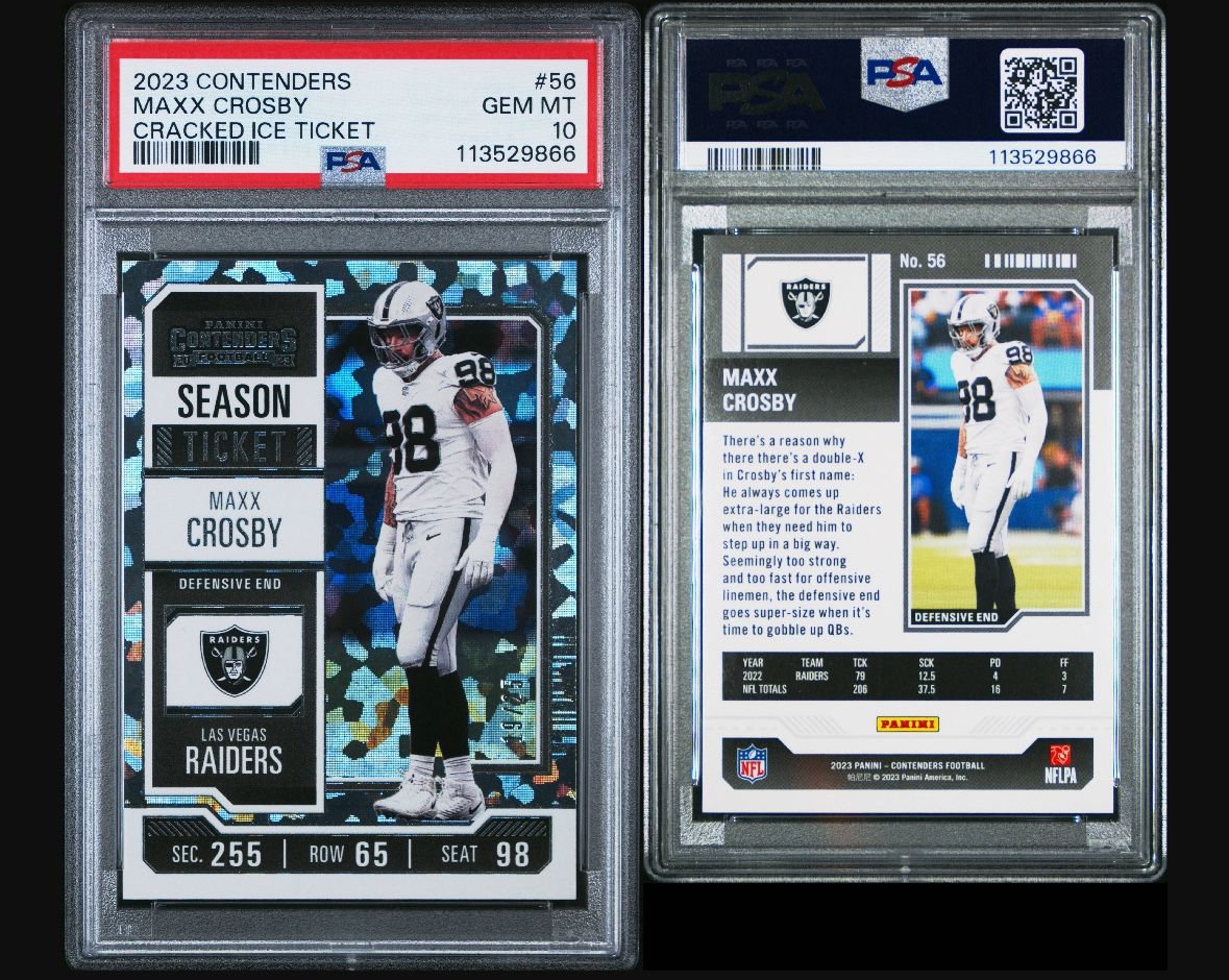Maxx Crosby /25 Contenders Rookie Cracked Ice PSA 10