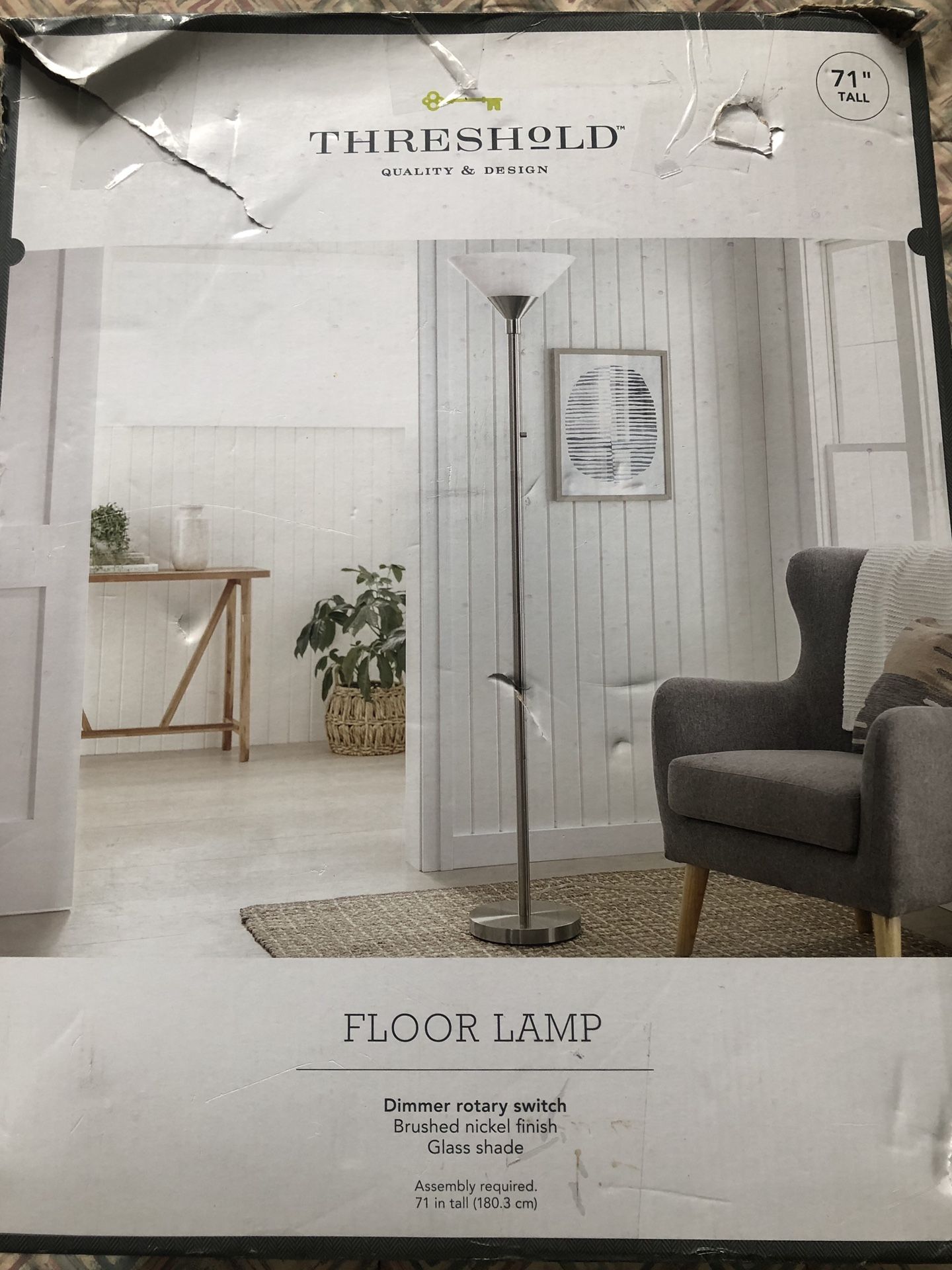 Threahold Nickel Metal Floor Lamp- Silver 71” Tall