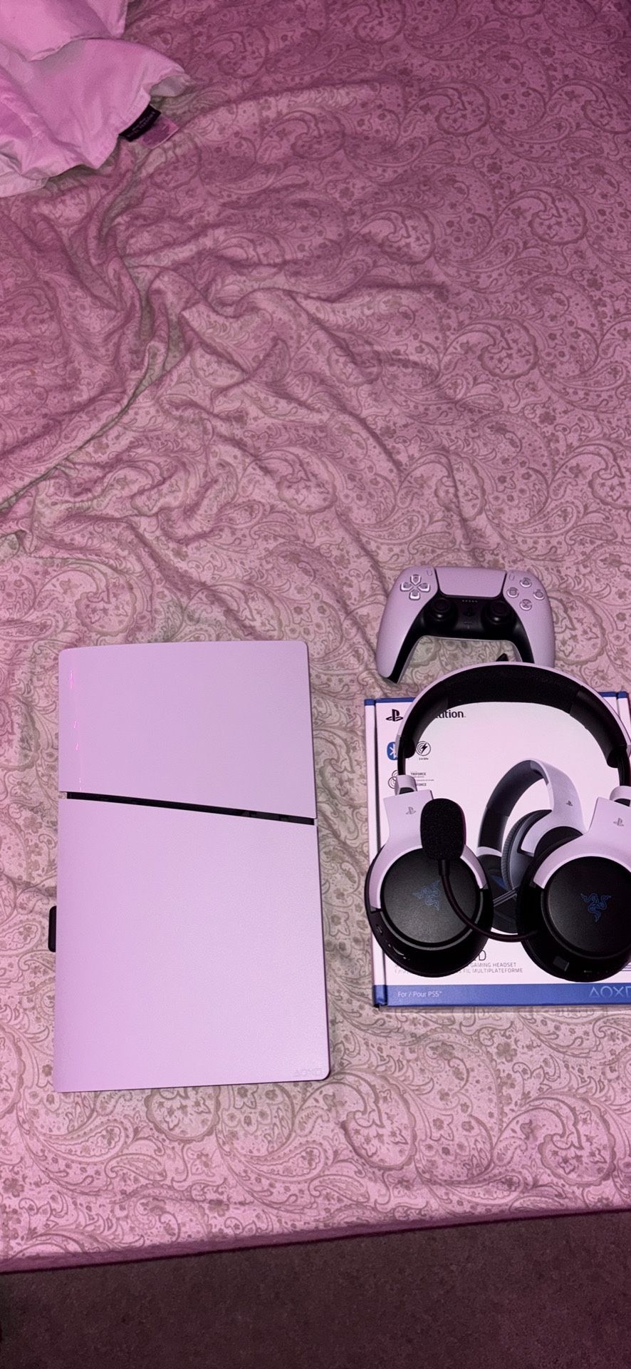 PS5 Slim With Cables And Controller And Bluetooth Headset
