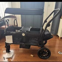 Stroller Wagon, 2 Seat Wagon Stroller for 2 Kids, Premium All Terrain Wagon for Kids w/Removable Canopy, Adjustable Push/Pull Handle, Large Storage Ba