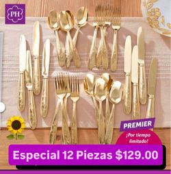 Especial Nuevo Set 12 Cubieros $129.00 Linea Gold Amalia Princess House Ventas Finales