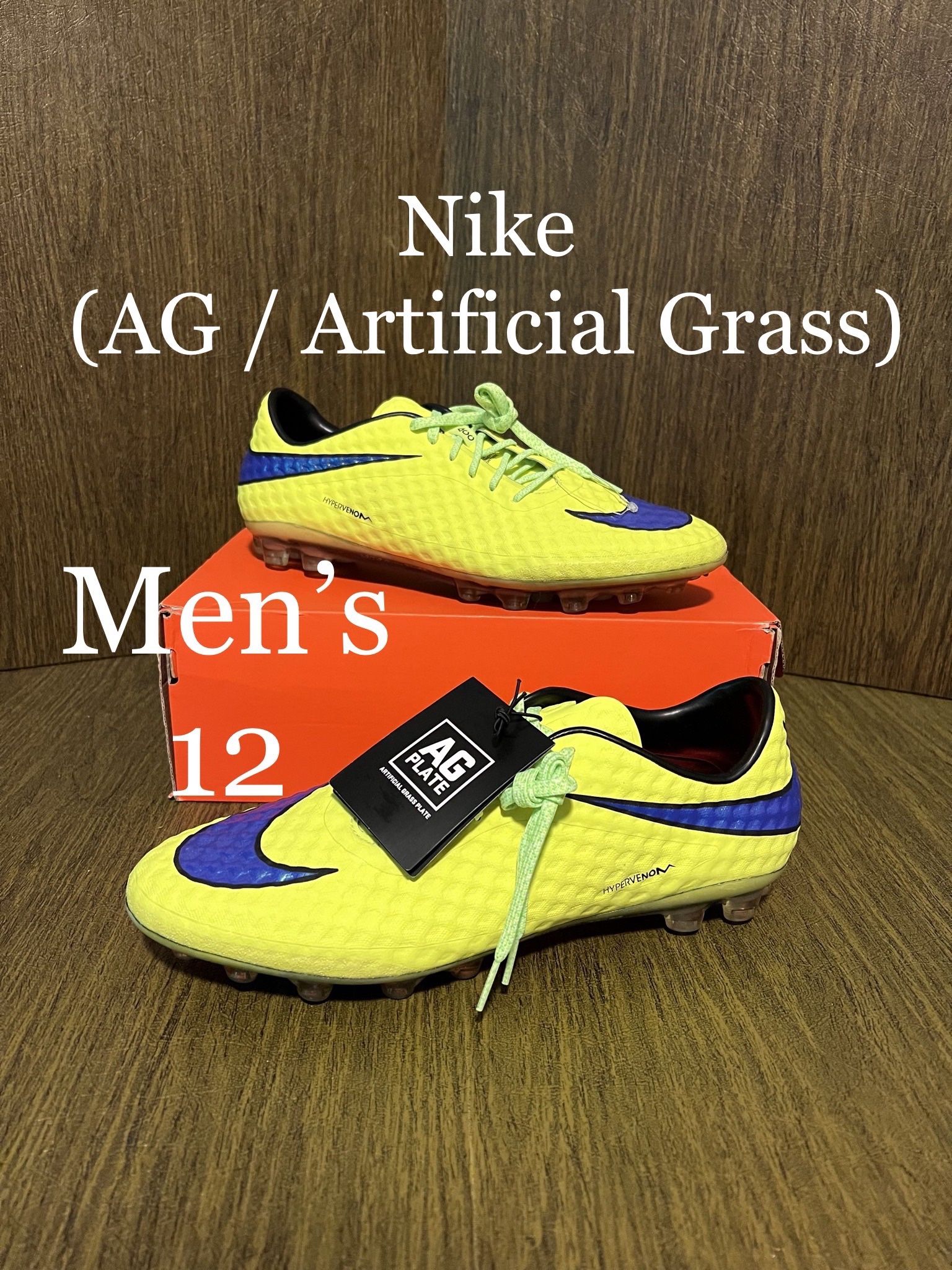 WORLD CUP NIKE Soccer Cleats Futbol Boots Shoes / Hypervenom Phantom / AG-R Artificial Grass Turf / Clint Dempsey / Brand New w/ Box / Men’s 12 / Volt