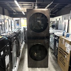 🔥LG BLACK STAINLESS STEEL WASHER AND DRYER TOWER🔥FINANCING AVAILABLE 🔥