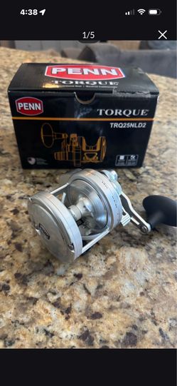 (Murrieta) New Penn torque 25 narrow two speed  salt water fishing reel.