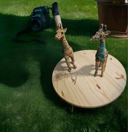 Rajasthani Vintage 1950s Handcrafted Patchwork Embroidered Giraffe, Folk Art 18"