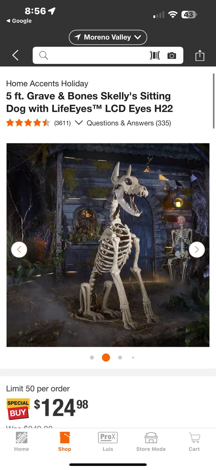 5’ skeleton dog Home Depot