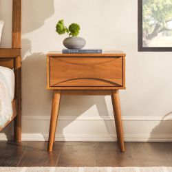 New Set of 2 Mid Century Modern Solid Wood Nightstands 