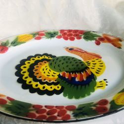 Vintage  Turkey  Platter  Enamel  Granit  17 inches  Long  13 inches Wide  Great  Condition 