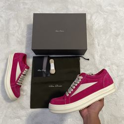 Rick Owens ‘EDFU’ Velour Suede Hot Pink Low Van Sneaker