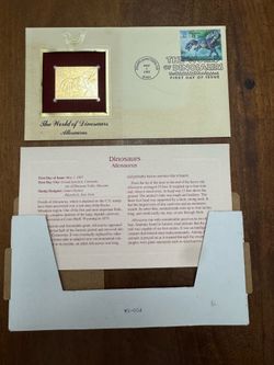 1997 First Day Issue 22 kt Gold Stamp Replica Dinosaurs Allosaurs Our SC314