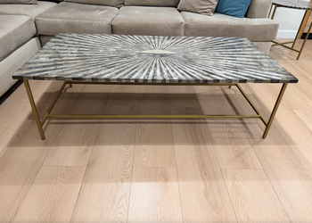 Prisma Bone Inlay 3-Piece Coffee Table Set – Brass Legs