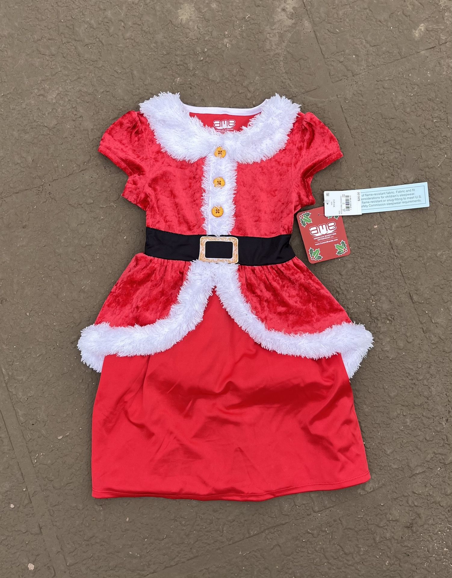 Brand new girl’s Christmas pajamas Santa nightgown, size XS (4/5)