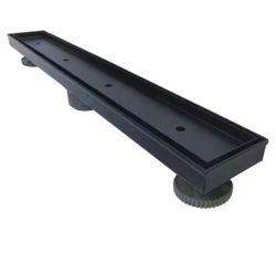 24 in. Matte Black Linear Shower Drain with Tile Insert Drain Cover=U15-477