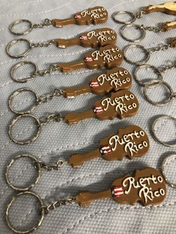 🇵🇷 Puerto Rico Cuatro Guitar Instrument Hand Painted Keychain