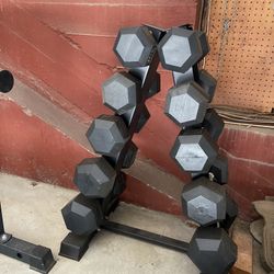 Rubber Hex Dumbbell Set - 20-25-30-35-40lb pairs