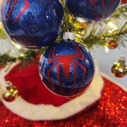6 Spiderman Christmas Decorations Balls Bulbs Handmade Custom