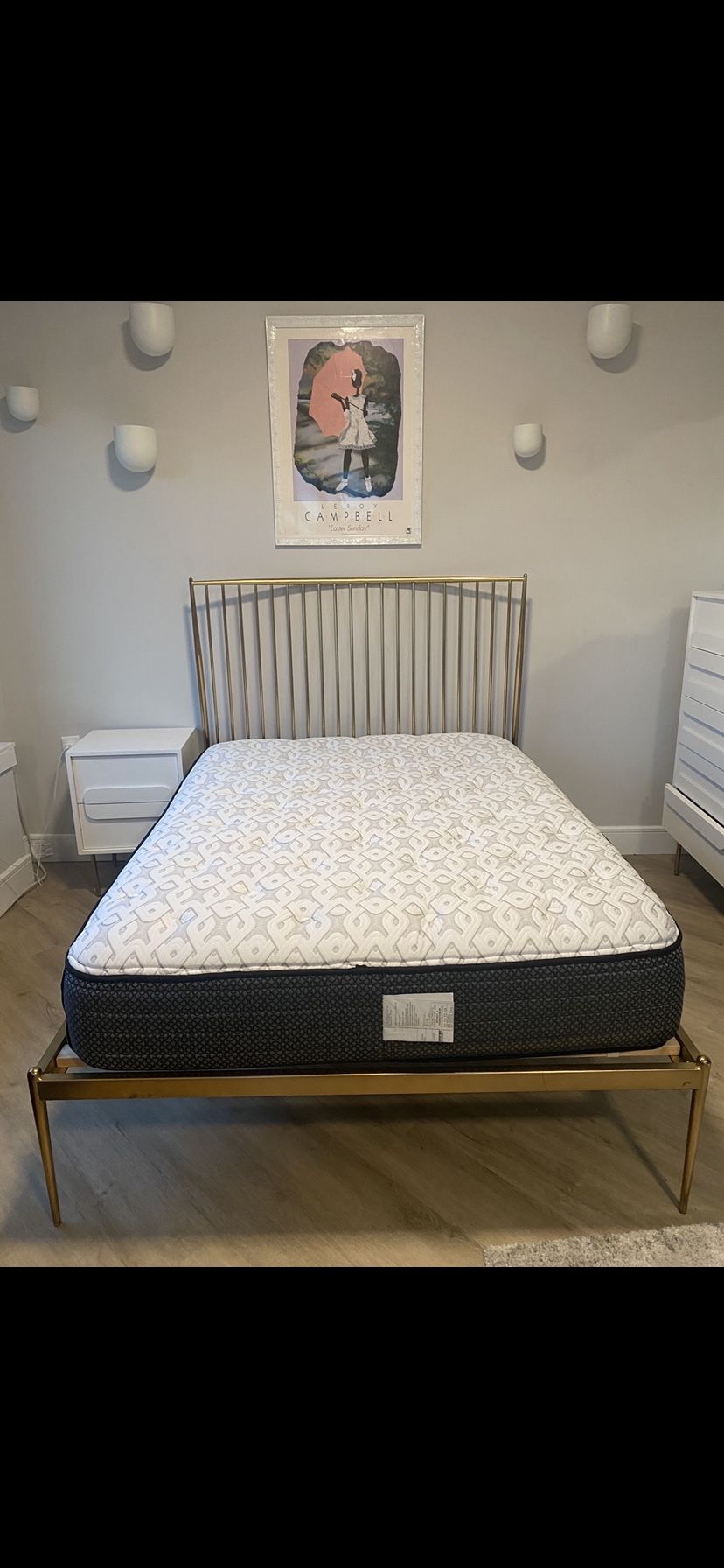 WEST ELM STELLA BED FRAME FULL sealy Mattress Fully Encased for