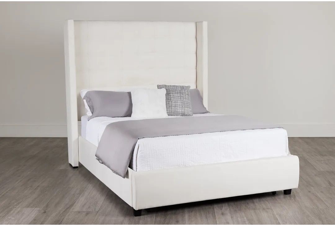 White Queen Bed Frame with Storage Drawers