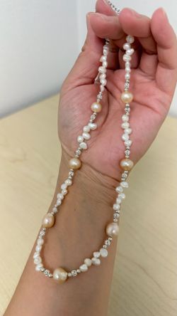 Handcrafted Natural Freshwater Pearl Necklace with Pink Accent Pearls