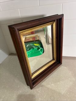 Antique Mahogany Shadow Box Frame With Mirror.  13.75”* 11.75” Vintage
