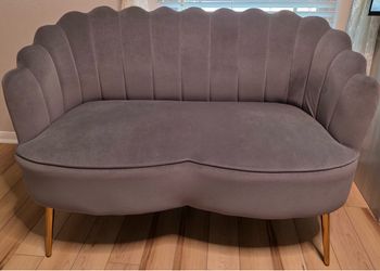 Gray Velvet Loveseat Sofa