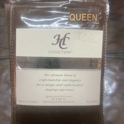 Home  Collection Platinum  1800 Brown Queen Size Bed Skirt Microfiber  60” X 80” + 14”