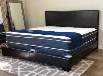 New full queen and king bed with 13inch pellow top mattress and box spring