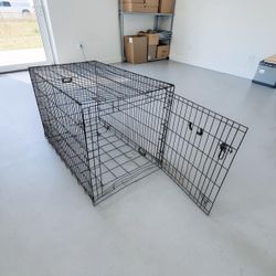 For dogs 90lbs+ 48x30x32in XXL White Metal Double Door Dog Pet Animal Cage Crate. No tray. Some wear