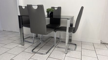 Glass Dining Table Set with 4 Chairs