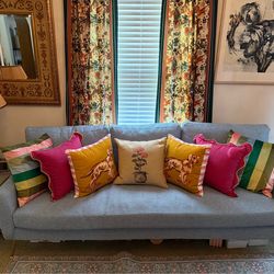 Light Blue Down-feather midcentury couch