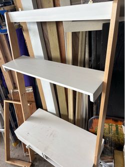 White Ladder Shelf with Desk