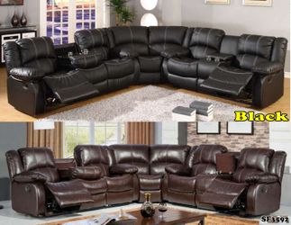 3-PC RECLINING SECTIONAL BLACK OR BROWN END SUMMER SALE!