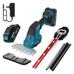 2-in-1 Cordless Hedge Trimmer & Grass Shears, Compatible with Makita 18V Battery, 20V Handheld Bush Trimmer with 12" & 6" Blades, Battery & Charger In