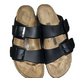 Birkenstock Arizona Birko-Flor Leather Women's Sandals Shoes - Black, US 10