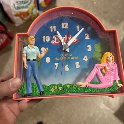 1983 Barbie and Ken Talking Quartz Alarm Clock produced by Mattel.
