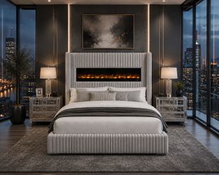 🔥 FIREPLACE BED SALE 🔥 Queen $600 • King $650 Luxury Look • Half The Price Limited Inventory Available
