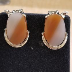 Clip On Earrings With Agates 