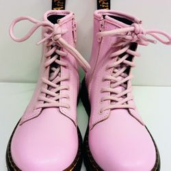 Doc Martens Airwair Kids Size UK 13 Pink Zavala Leather Zipper Combat Boots 
