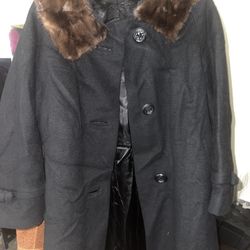 1950’S VINTAGE WOOL AND MINK COAT AND HAT