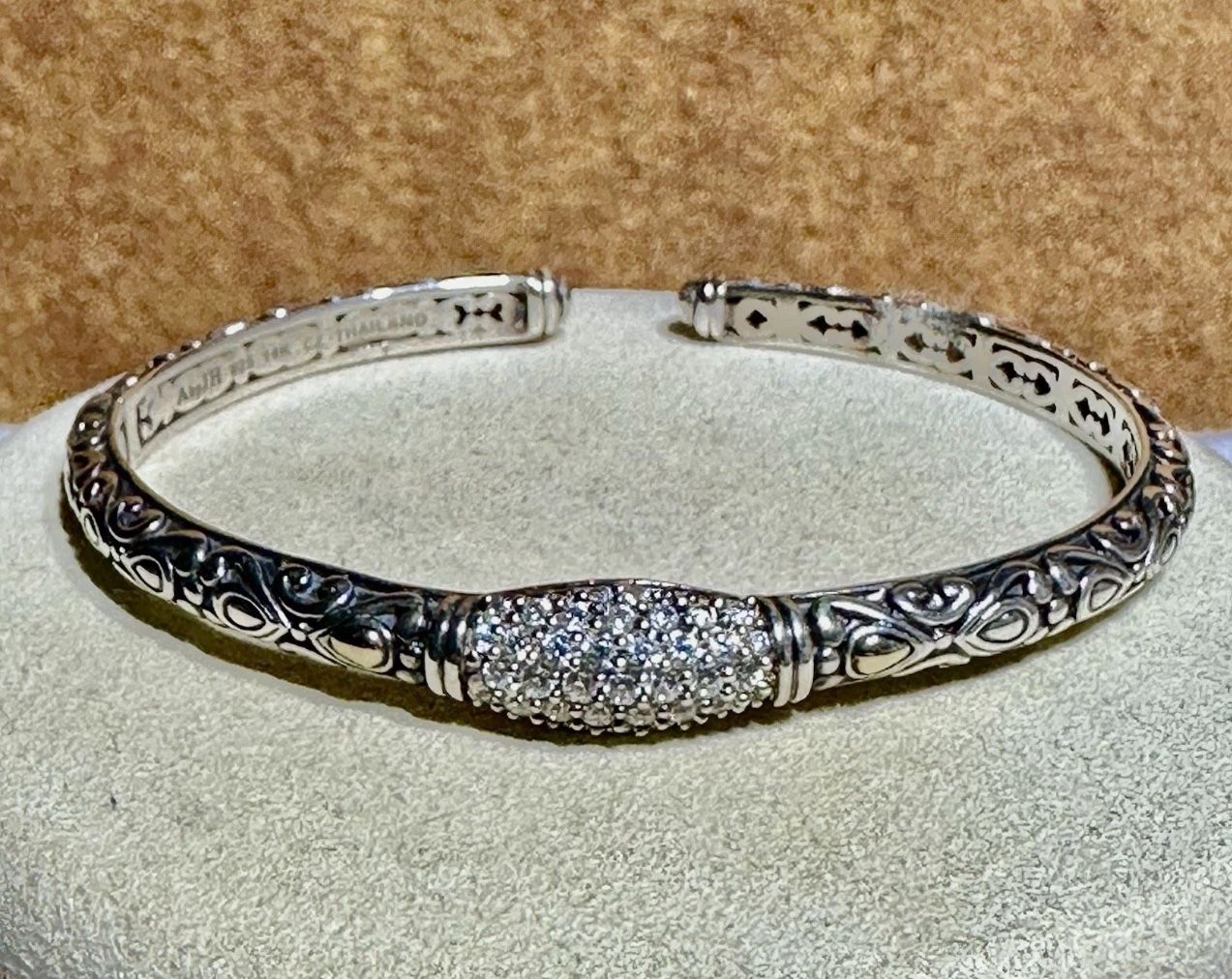 FREE SHIPPING! Angela By John Hardy 925 Silver & 14k Gold Hinged Bracelet 6.5” #747