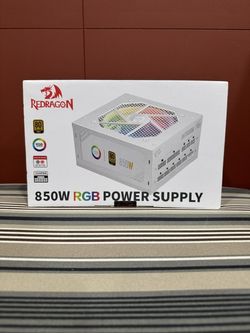Redragon RGPS-850W 850W RGB Full Modular ATX Power Supply Unit, White Brand New