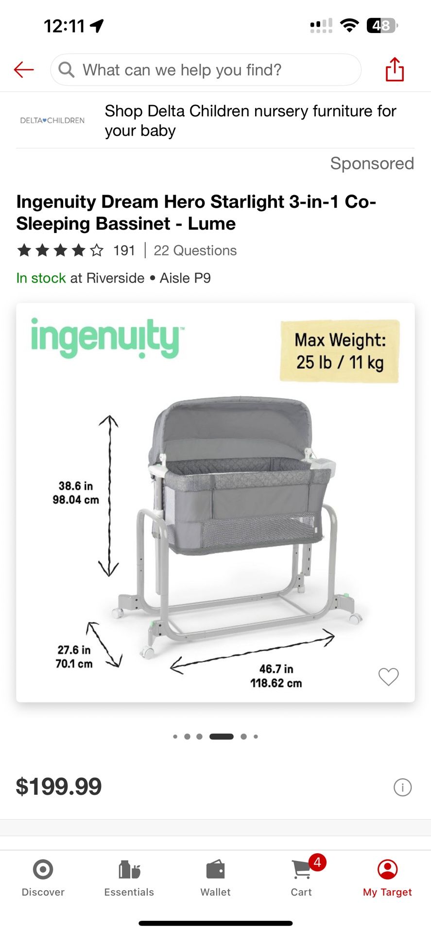 Ingenuity Dream Hero Starlight 3-in-1 Co-Sleeping Bassinet