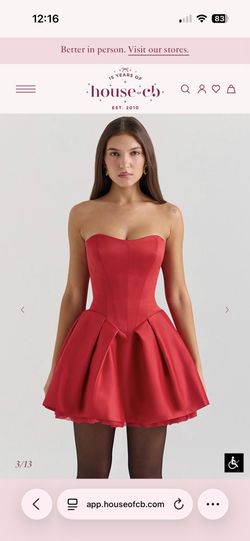 House Of Cb - Red Strapless Bow Dress XS *WORN ONCE*