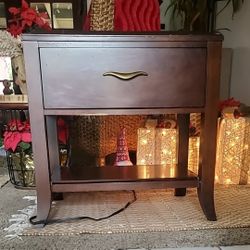 Night Stand/ Bedside Table Solid Composite Wood With Electric Outlets 