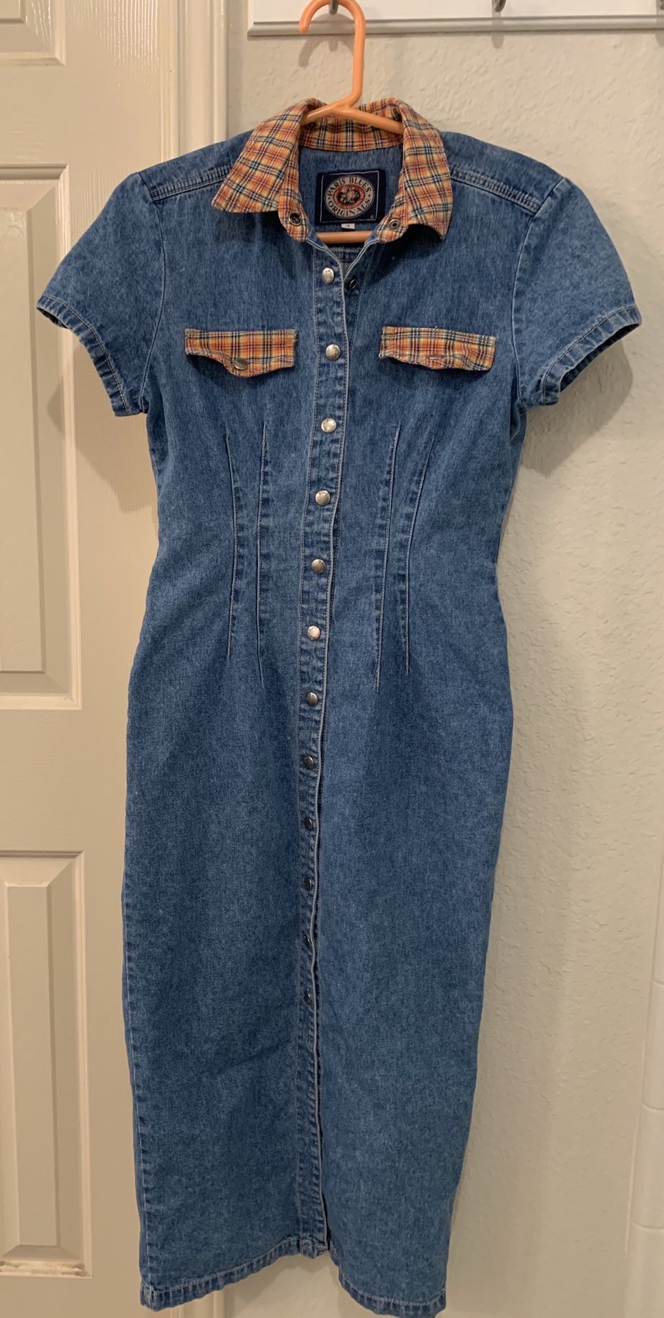 paris blues denim dress 1980's PARIS BLUES asymmetrical denim dress V756 Erin Templeton