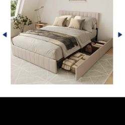 Queen Size Bed Frame, Headboard, Box Spring